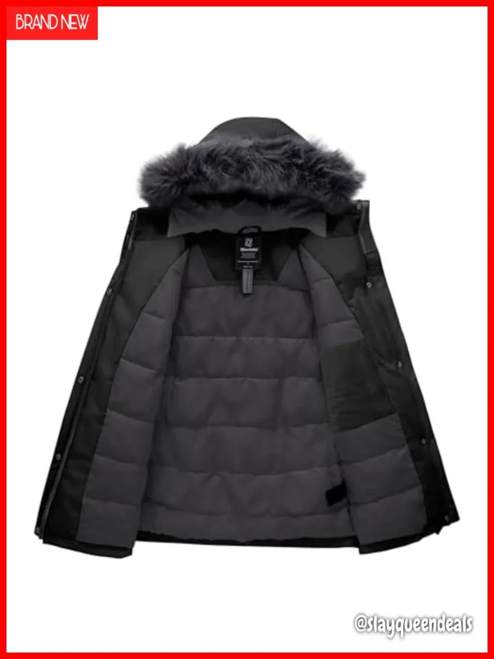 Waterproof Puffer Parka with Detachable Fur Hood - Winter Coat